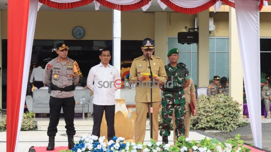 Wabup Loteng Pimpin Apel Gelar Pasukan Pengamanan Pilkades 2025