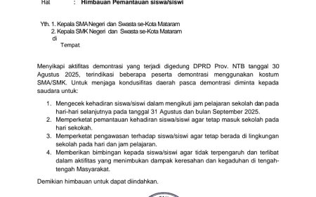 Sekolah Tetap Masuk, Pemprov NTB Minta Guru Perketat Pengawasan Siswa Hindari Terlibat Kegaduhan